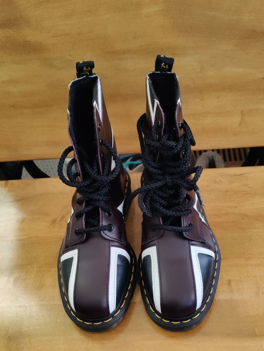 Dr. Marten 1460 Pascal Brit Navy Like New Condition Oxblood & White Ladies Size7 - Picture 2 of 13